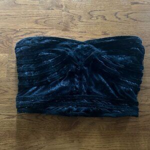 Free People Black Corset Tube Top Strapless XS Womens Bandeau Burnt Out Velvet